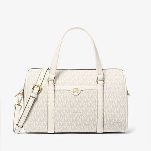 Michael Kors Beige Monogram Medium Jet Set Satchel And Crossbody NWT